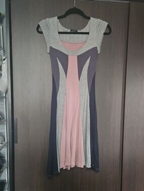 36. Max Rave Pink, Gray & Navy Panel Midi Dress